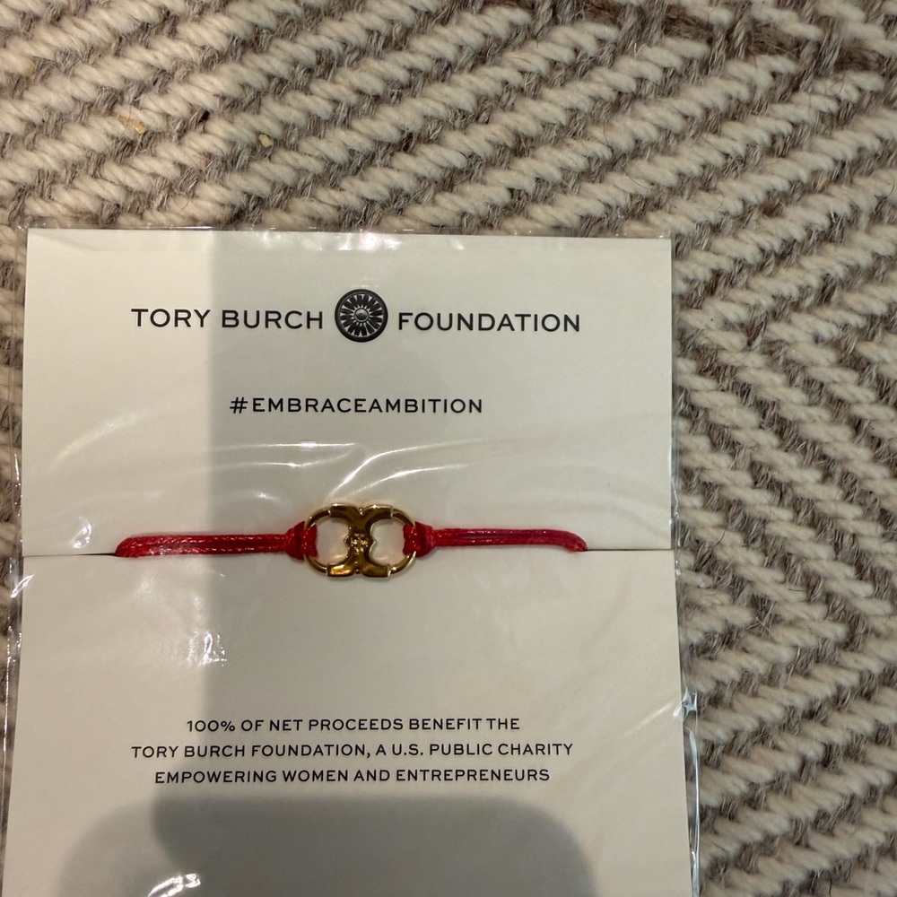 Tory Burch Red Cord Double-T Logo Bracelet